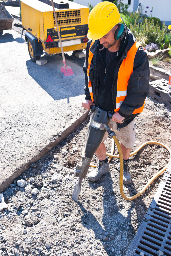 Road Worker with Jackhammer