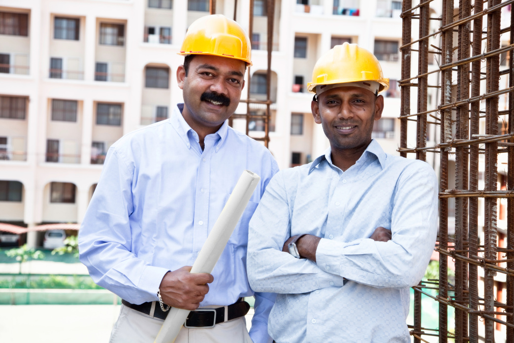 indian engineer architect on construction site